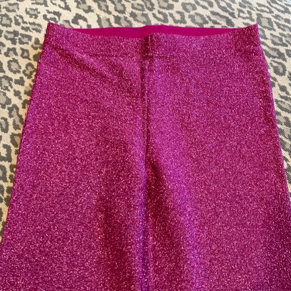 VICTORIAS SECRET SHINE FLARE PANTS IN FUSHIA METALLIC KNIT HIGH RISE SIZE SMALL - Picture 7 of 12